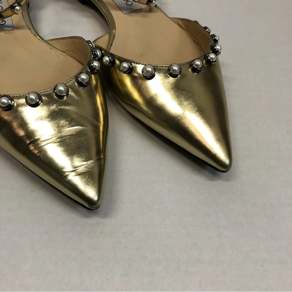 Jimmy Choo leema flat, gold, EUC - Picture 8 of 13